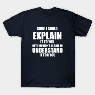 I Could Explain It To You But I Can't Understand It For You Sarcastic Funny Gift T-Shirt